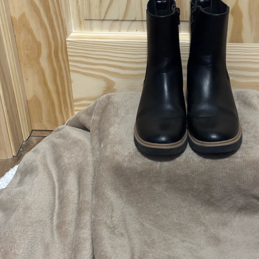Target Black Faux Leather Ankle Boots- Girls size 1
